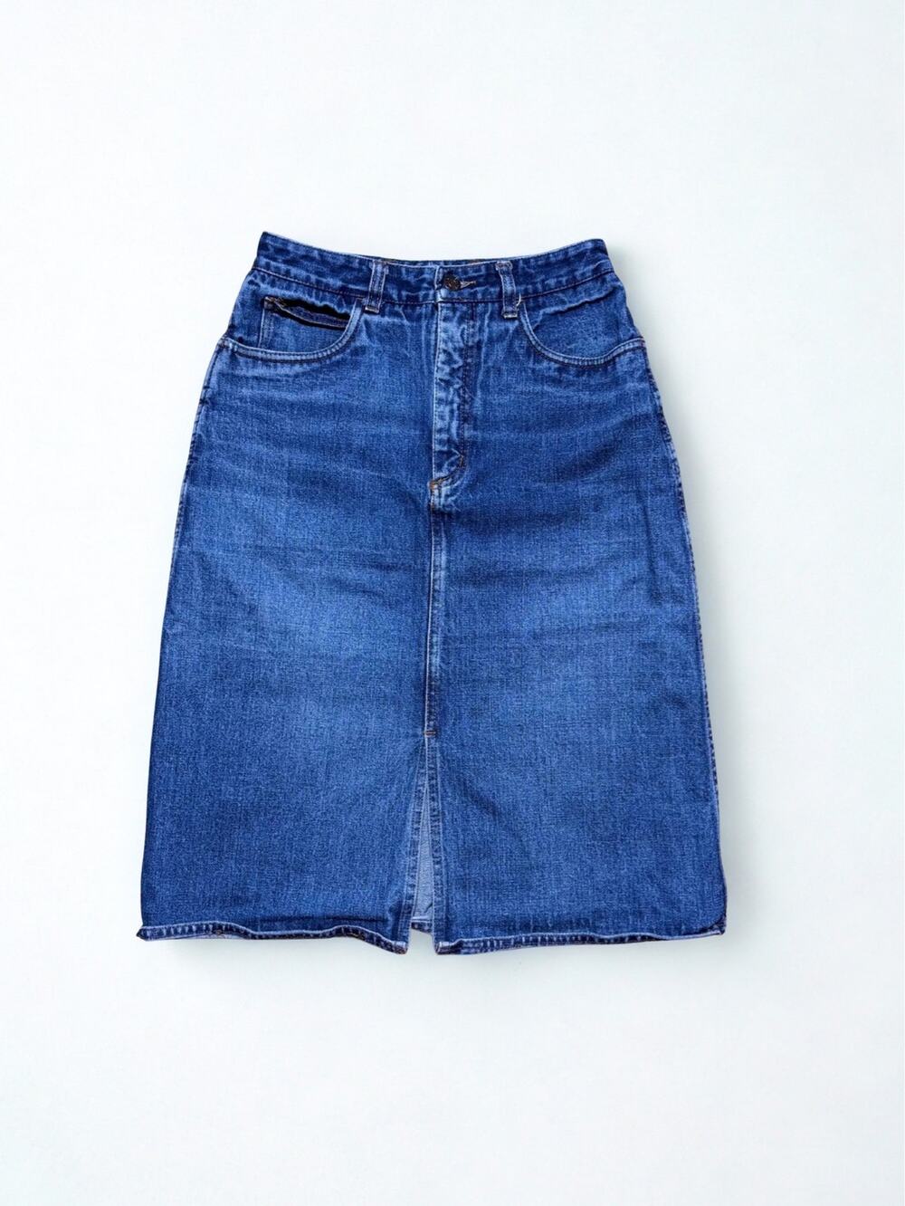 Vintage Y2K Liz Claiborne Denim Fitted Pencil Midi Skirt Brand Size Medium